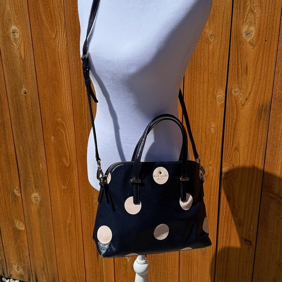 kate spade new york Crossbody Bag Navy w/ Pale Pink Dots Preloved - Picture 2 of 16